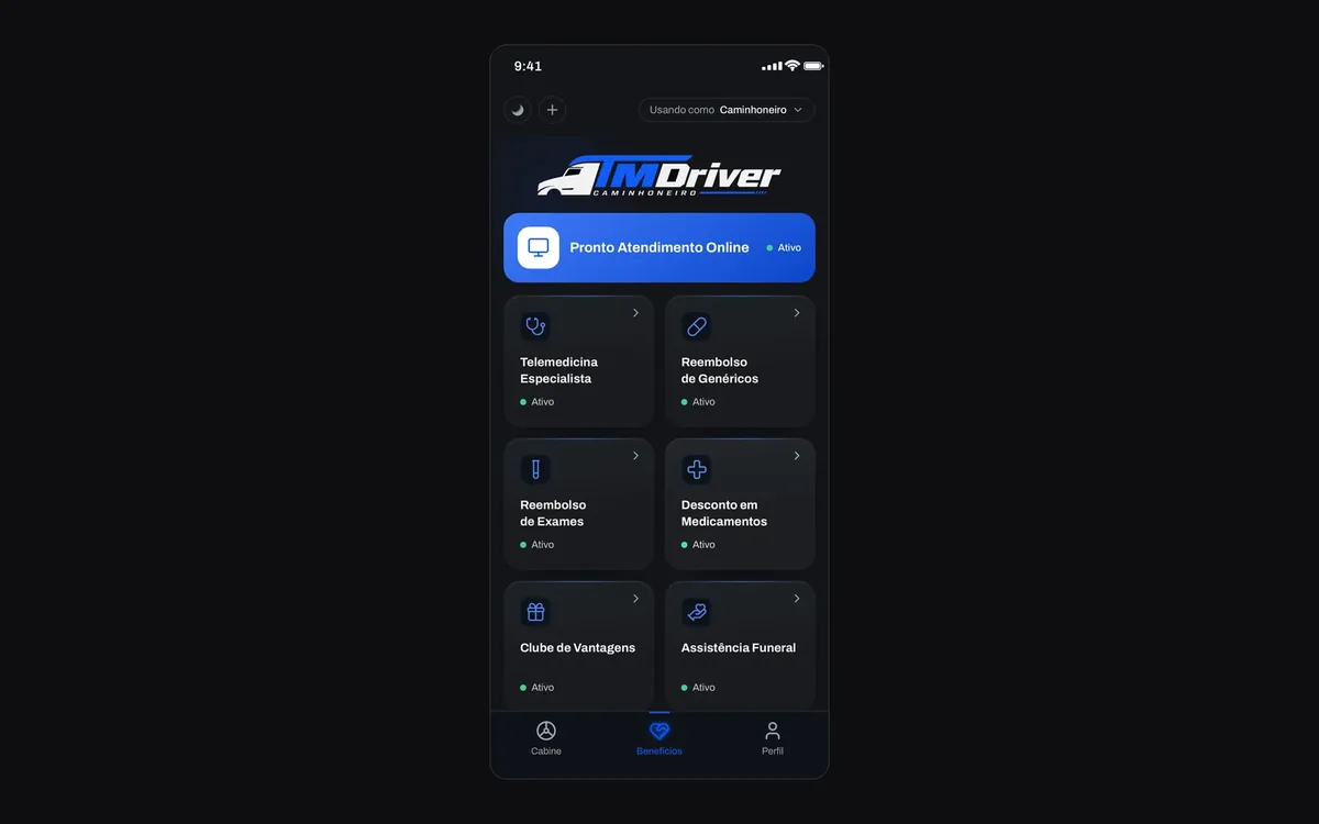 Do anúncio ao aplicativo do assinante. TMDriver, Apps